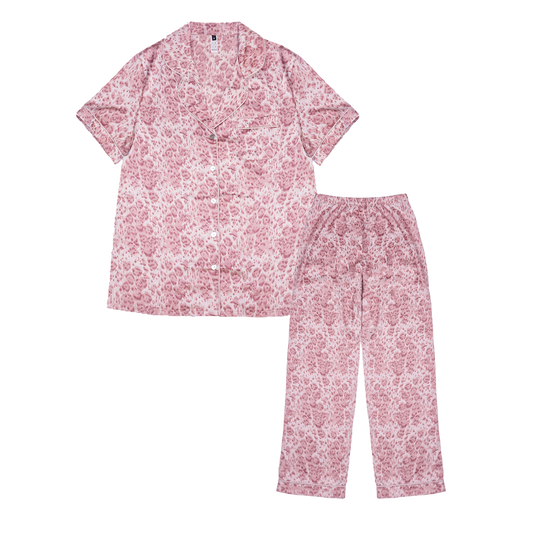 Leopard Satin Loungewear Set